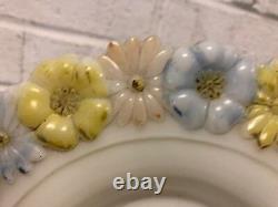 Antique EAPG Possibly Consolidated Milk Glass Cosmos Covered Butter Dish