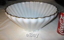 Antique Fire King Anchor Hocking White Milk Glass Gold Star Kitchen Mixing Bowl