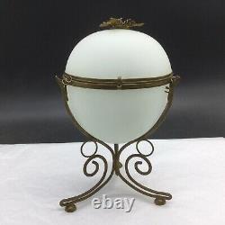 Antique French Gilt Gold Ormolu Flower Leaf White Milk Egg Hinged Box