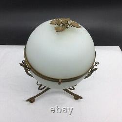 Antique French Gilt Gold Ormolu Flower Leaf White Milk Egg Hinged Box