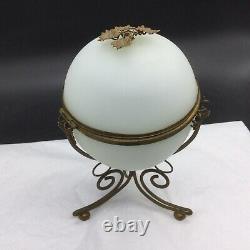 Antique French Gilt Gold Ormolu Flower Leaf White Milk Egg Hinged Box