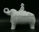 Antique French Vallerysthal Portieux Opaline Milk Glass Elephant Covered Dish