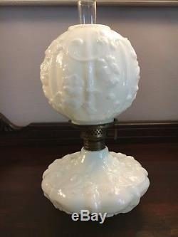 Antique Gone With The Wind Miniature Oil Lamp White Milk Glass S1292