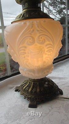 Antique Gwtw Consolidated Glass Babyface Cherub Milk Glass 24t X 9d Lamp