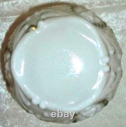 Antique Hand Painted Floral Dithridge White Milk Glass Lion Head Barber Bottle