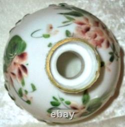Antique Hand Painted Floral Dithridge White Milk Glass Lion Head Barber Bottle