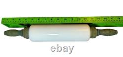 Antique Imperial Milkglass Rolling Pin With Green Painted Wooden Handles 1920s