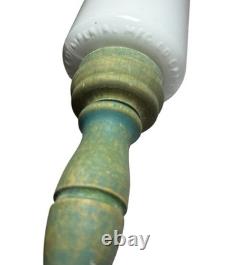 Antique Imperial Milkglass Rolling Pin With Green Painted Wooden Handles 1920s