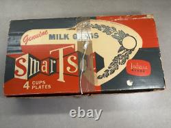 Antique Indiana Milk Glass Smart Set Snack Set 4 Cups & 4 Plates in Original Box
