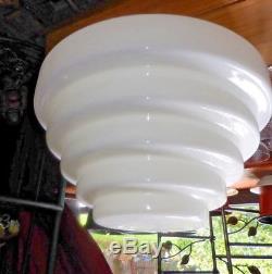 Antique Lg. White Milk Glass Art Deco Honycomb Shape CEILING Light Shade. Stunning