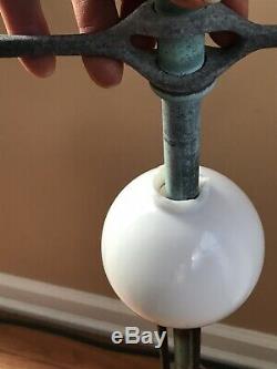 Antique Lightning Rod Weathervane With Milk Glass Ball And Directional Arrow