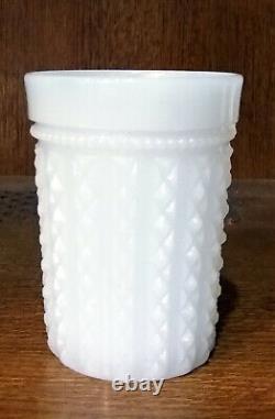 Antique MILK GLASS with nice geometric, relief decoration