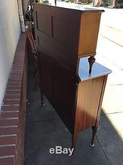 Antique Medical Dental Cabinet with White milk glass 14 drawer