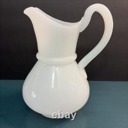 Antique Milk Glass Attributed To Boston Sandwich Full-size Clam Broth Pitcher
