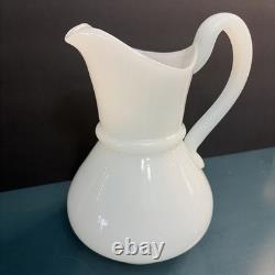 Antique Milk Glass Attributed To Boston Sandwich Full-size Clam Broth Pitcher