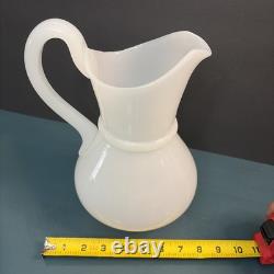 Antique Milk Glass Attributed To Boston Sandwich Full-size Clam Broth Pitcher