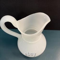Antique Milk Glass Attributed To Boston Sandwich Full-size Clam Broth Pitcher