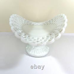 Antique Milk Glass Banana Boat Fruit Stand Lattice Lace Design Challinor Taylor