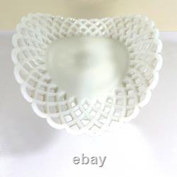 Antique Milk Glass Banana Boat Fruit Stand Lattice Lace Design Challinor Taylor