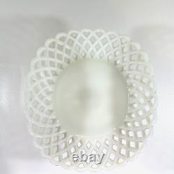 Antique Milk Glass Banana Boat Fruit Stand Lattice Lace Design Challinor Taylor