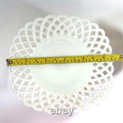 Antique Milk Glass Banana Boat Fruit Stand Lattice Lace Design Challinor Taylor