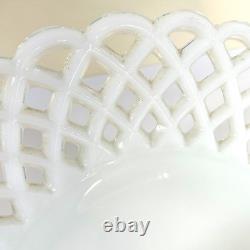 Antique Milk Glass Banana Boat Fruit Stand Lattice Lace Design Challinor Taylor