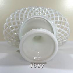 Antique Milk Glass Banana Boat Fruit Stand Lattice Lace Design Challinor Taylor