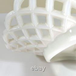 Antique Milk Glass Banana Boat Fruit Stand Lattice Lace Design Challinor Taylor