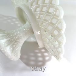 Antique Milk Glass Banana Boat Fruit Stand Lattice Lace Design Challinor Taylor