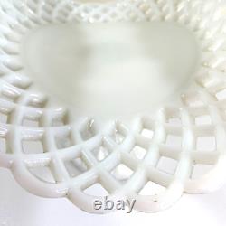 Antique Milk Glass Banana Boat Fruit Stand Lattice Lace Design Challinor Taylor