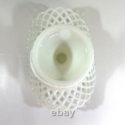 Antique Milk Glass Banana Boat Fruit Stand Lattice Lace Design Challinor Taylor