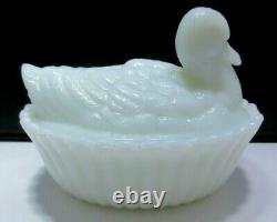 Antique Milk Glass C. 1902 Atterbury & Co Duck Covered Candy Dish