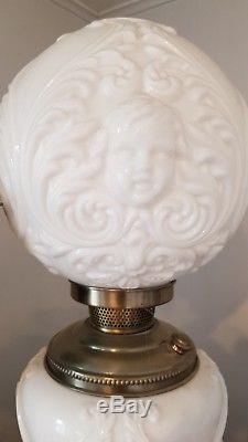 Antique Milk Glass Cherub Lamp