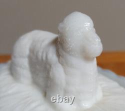 Antique Milk Glass Flaccus Bo Peep sheep covered dish