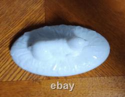 Antique Milk Glass Flaccus Bo Peep sheep covered dish