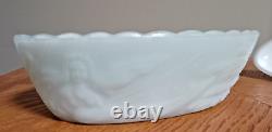 Antique Milk Glass Flaccus Bo Peep sheep covered dish