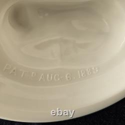 Antique Milk Glass Fox/ Wolf On Dancing Sailor Lacy Base Covered Serving Dish