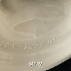 Antique Milk Glass Fox/ Wolf On Dancing Sailor Lacy Base Covered Serving Dish