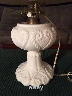 Antique Milk Glass Oil/Kerosene Lamp with Updated Removable Light Fixture