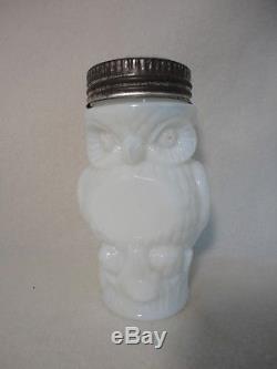 Antique Milkglass Owl Mustard Jar With Eagle LID