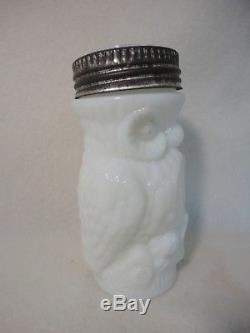 Antique Milkglass Owl Mustard Jar With Eagle LID
