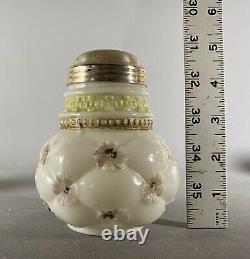 Antique Northwood Decorated Milk Glass QUILTED PHLOX Sugar Shaker