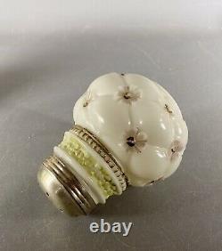 Antique Northwood Decorated Milk Glass QUILTED PHLOX Sugar Shaker