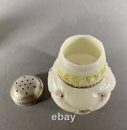 Antique Northwood Decorated Milk Glass QUILTED PHLOX Sugar Shaker