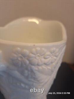 Antique Owl Opaque Milk Glass Picture With Glass Eyes