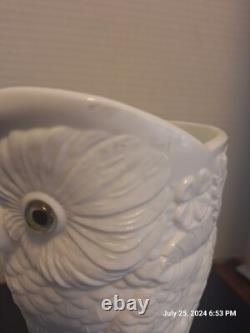 Antique Owl Opaque Milk Glass Picture With Glass Eyes