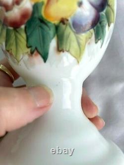 Antique Pair Westmoreland Hand Painted 7 3/8 Vase Milk Glass