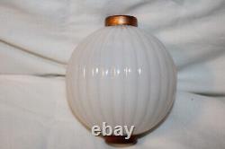 Antique Pleated (Ribbed) Round White Milk Glass Lightning Rod Ball Barnett 3006