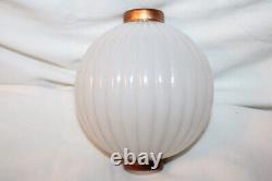 Antique Pleated (Ribbed) Round White Milk Glass Lightning Rod Ball Barnett 3006