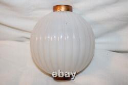 Antique Pleated (Ribbed) Round White Milk Glass Lightning Rod Ball Barnett 3006